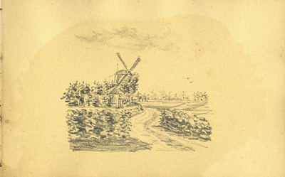 222090 Gezicht op de molen De Korenbloem bij Zoelen (Gelderland).N.B. Blad uit het Schetsboek No. 5 van Th. Scharten ...